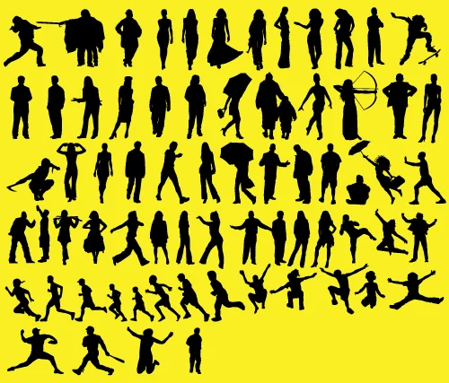 70 векторных людских силуэтов