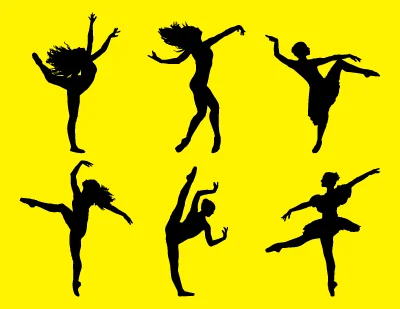 6 векторных силуэтов танцующих девушек