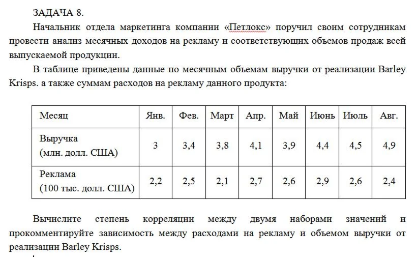Начальник отдела маркетинга компании «Петлокс» поручил