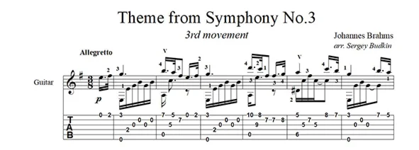 Brahms - Theme from Symphony No.3 for guitar