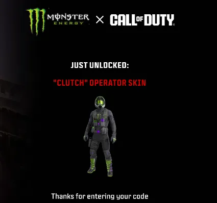 🔑 Clutch+Lo Profile Operator Skin Code 🌍 MONSTER ENERGY
