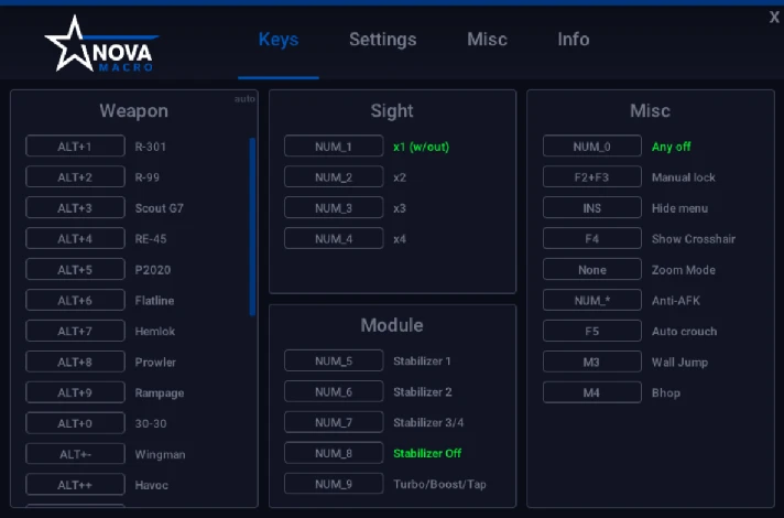 [NovaMacro] Scripts APEX GLOBAL