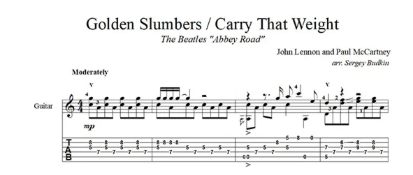 Golden Slumbers/Carry That Weight(The Beatles) guitar