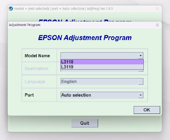 EPSON AdjProg Reset L3118 L3119