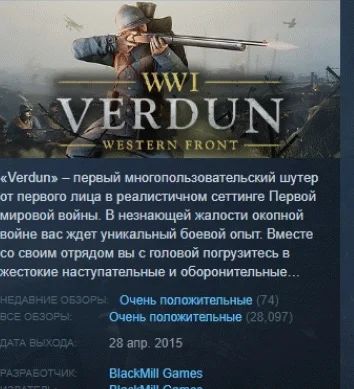 Verdun  АВТОДОСТАВКА STEAM РОССИЯ