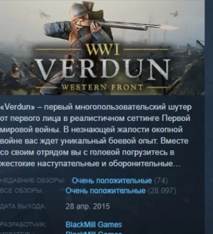 Verdun АВТОДОСТАВКА STEAM РОССИЯ