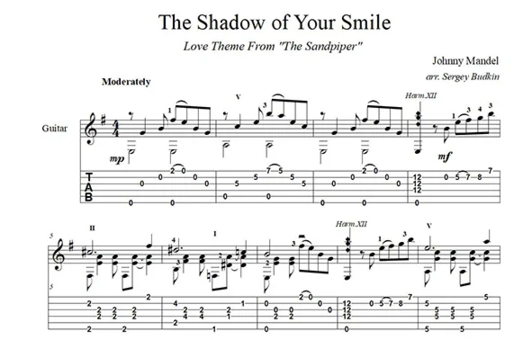 The Shadow of Your Smile (Johny Mandel) guitar cover