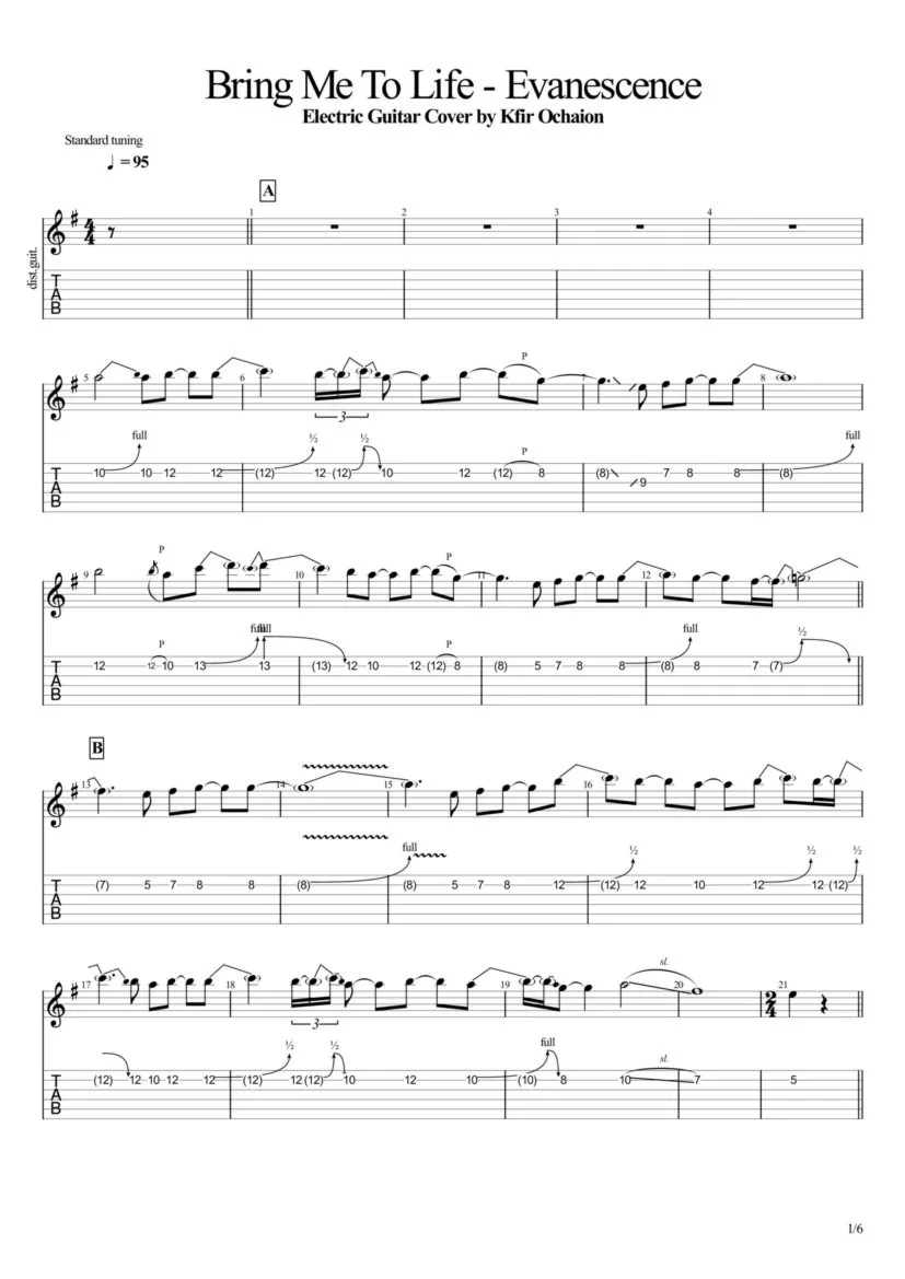 Tabs Kfir Ochaion - Evanescence - Bring Me To Life