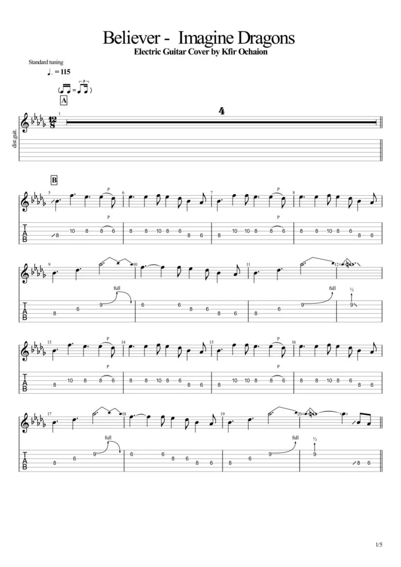 Tabs Kfir Ochaion - Imagine Dragons - Believer