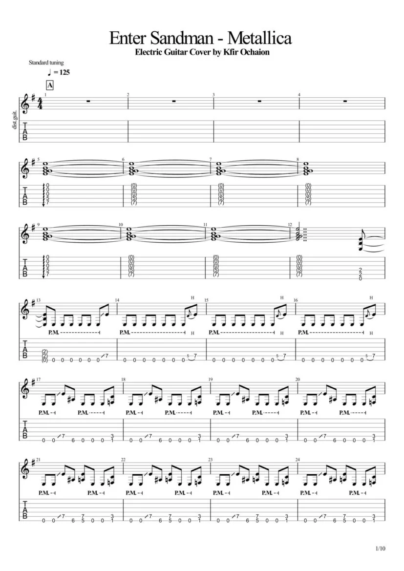 Tabs Kfir Ochaion - Metallica - Enter Sandman