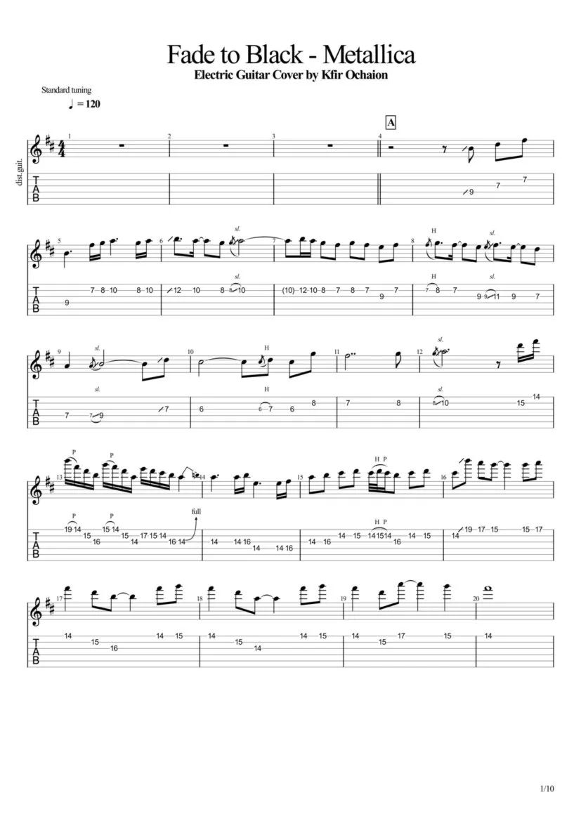 Tabs Kfir Ochaion - Metallica - Fade to Black