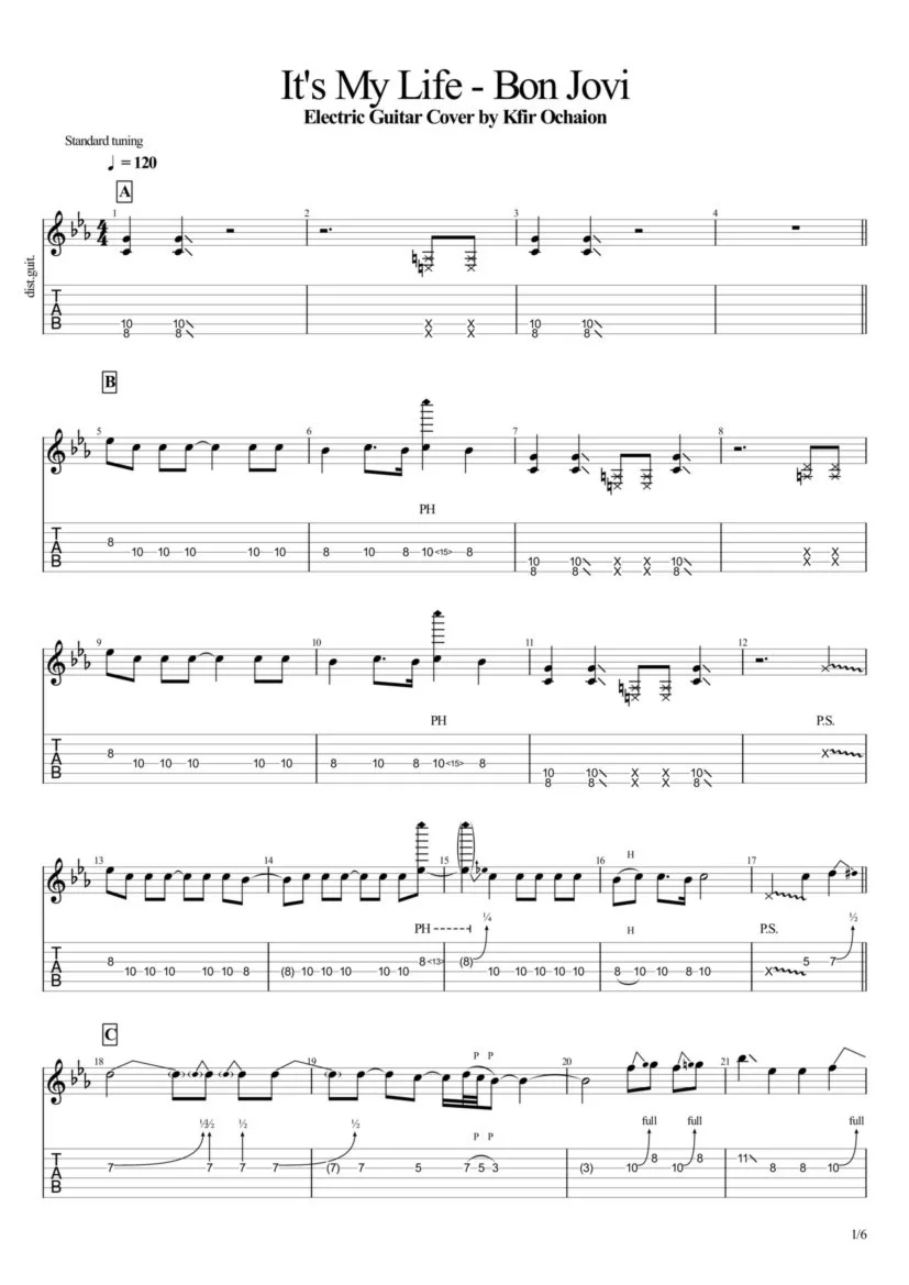 Tabs Kfir Ochaion - Bon Jovi - It's My Life - Electric