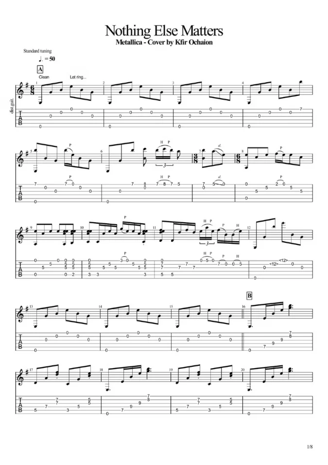 Tabs Kfir Ochaion - Nothing Else Matters - Metallica