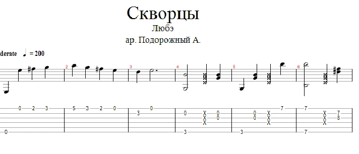 Lube - Starlings arrangement for one guitar