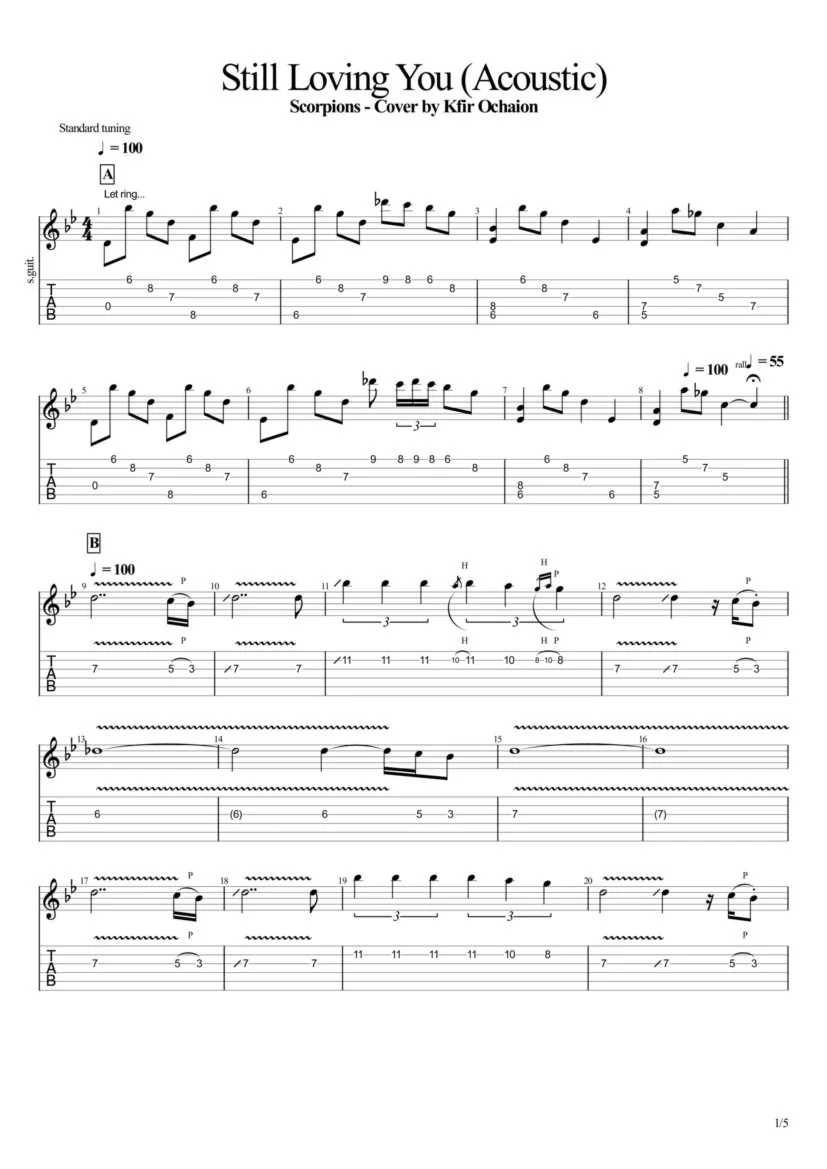 Табы Kfir Ochaion - Scorpions - Still loving You Acoust