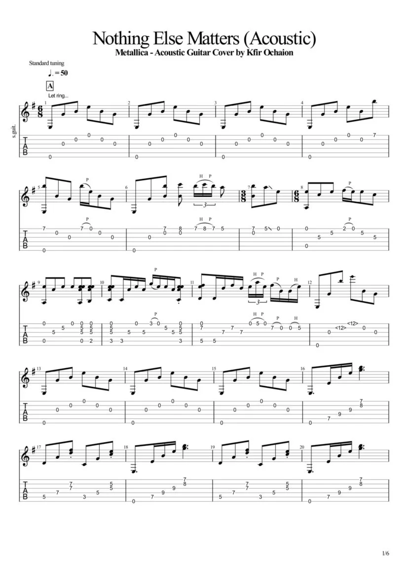 Tabs Kfir Ochaion - Metallica - Nothing Else Matters