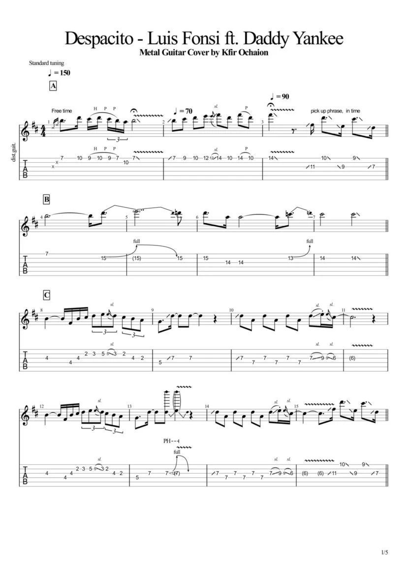 Tabs Kfir Ochaion - Luis Fonsi&amp;Daddy Yankee - Despacito