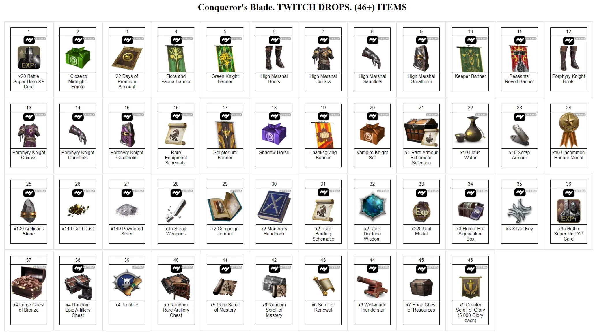 подарок + CONQUEROR'S BLADE · TWITCH DROPS SKIN · 600+ ПРЕДМЕТОВ