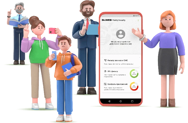 Dr.Web Family Security: 1 main and 5 dependent devices