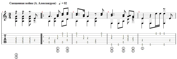 Священная война (А. Александров) - переложение для гита