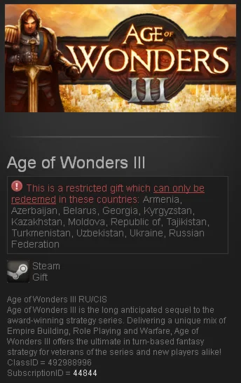 Age of Wonders III  (Steam Gift RU+CIS)