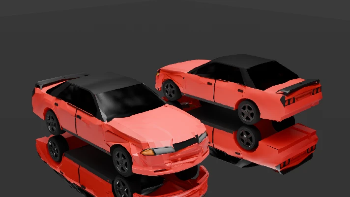 3D model of a crashed Nissan Skyline r32 low-poly