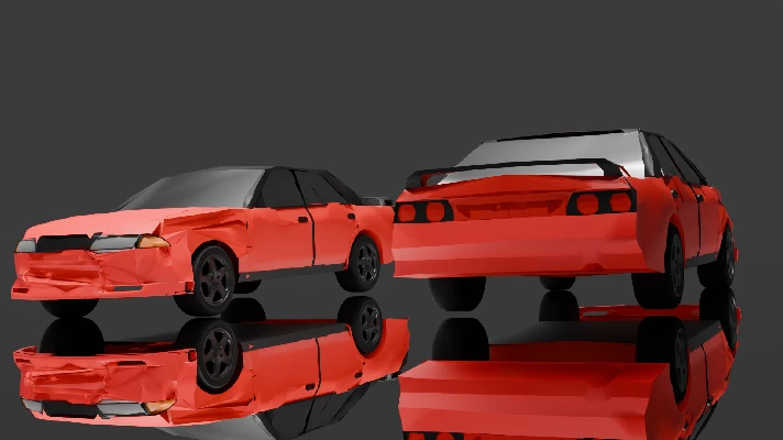 3D model of a crashed Nissan Skyline r32 low-poly