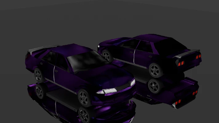 3D model of a crashed Nissan Skyline r32 low-poly