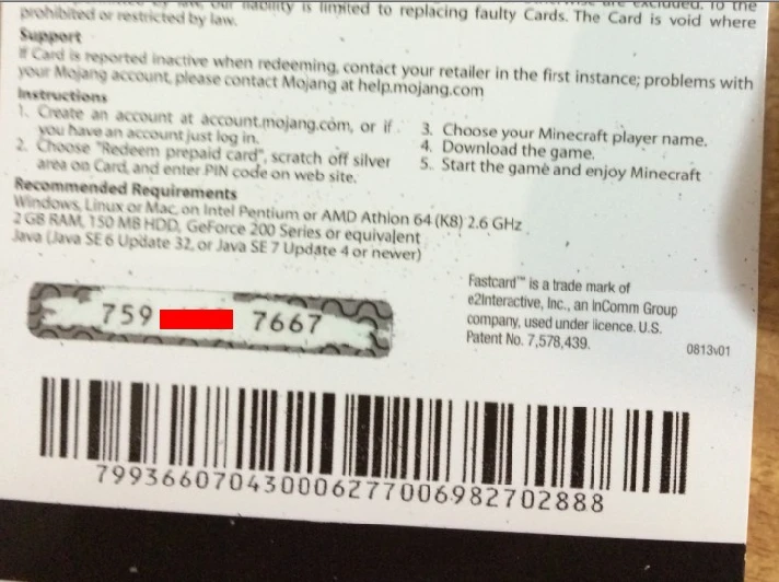 MINECRAFT Gift code (PHOTO) REGION FREE