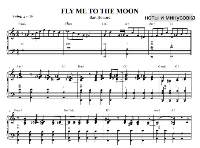 Fly me to the Moon Frank Sinatra (minus sheet music set