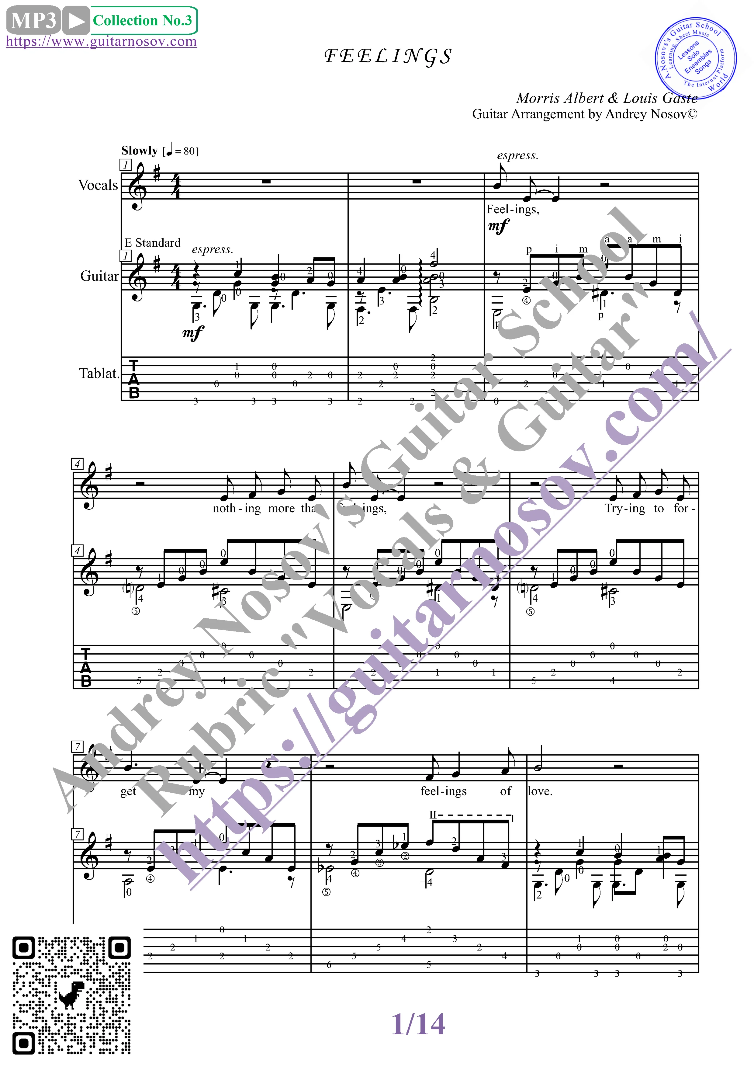 Feelings (Вокал Гитара Ноты Табы)