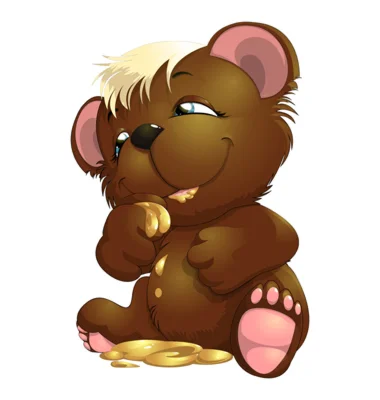 мишка ест мед