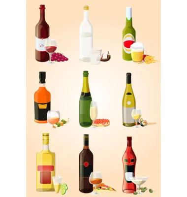 набор алкоголя и фастфуда