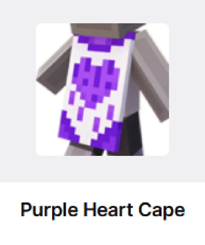 🔥 MINECRAFT ✦ Purple Heart Cape ✦SKIN✦CODE✦ ITEM + 🎁