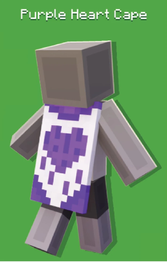 🔥 MINECRAFT ✦ Purple Heart Cape ✦SKIN✦CODE✦ ITEM + 🎁