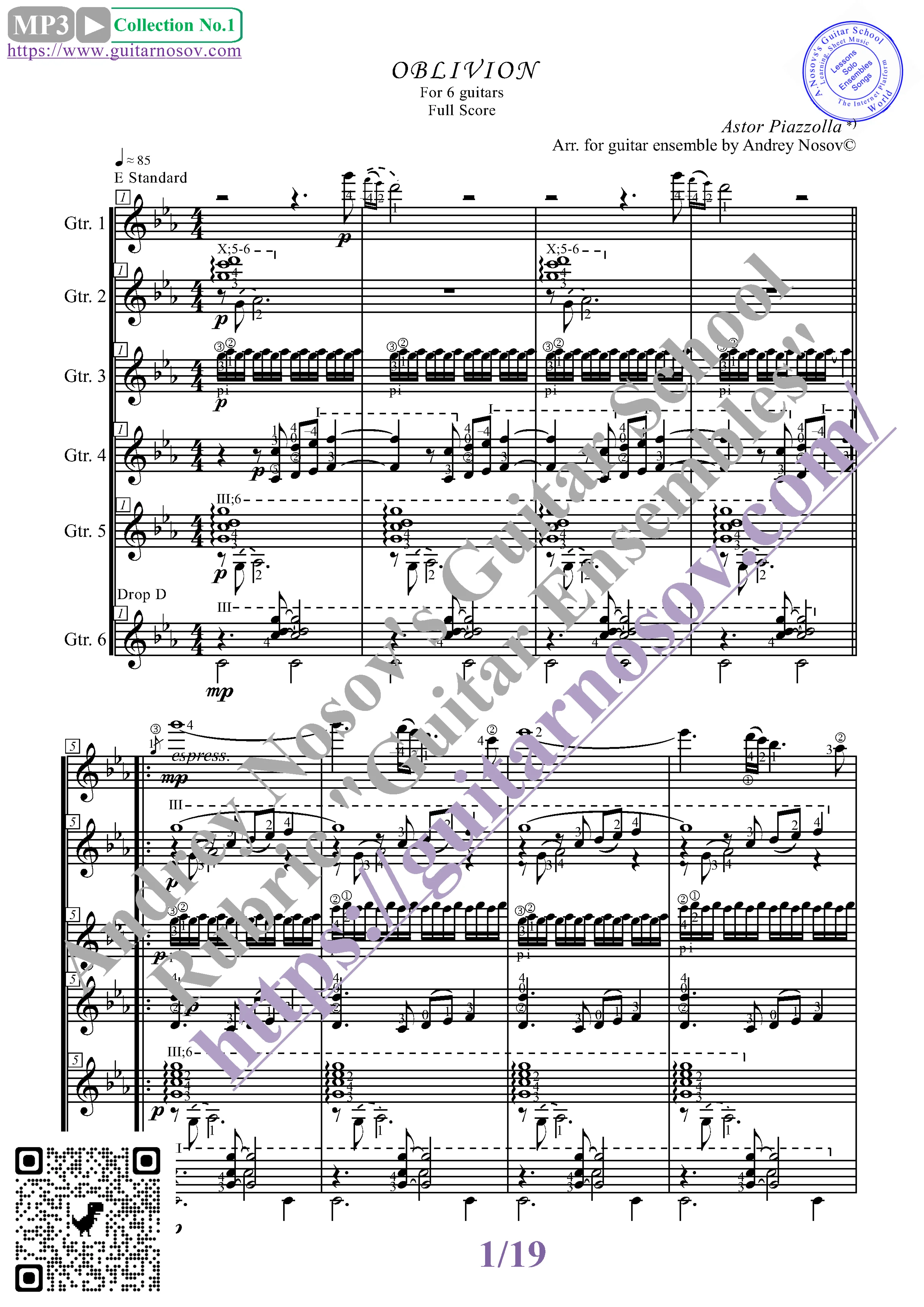 Oblivion_Piazzolla (Ноты для 6-ти гитар)