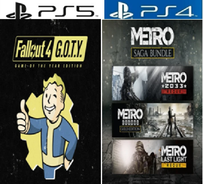 4in1 PS4|PS5-Fallout 4 G.O.T.Y.+Metro Saga Bundle Rent