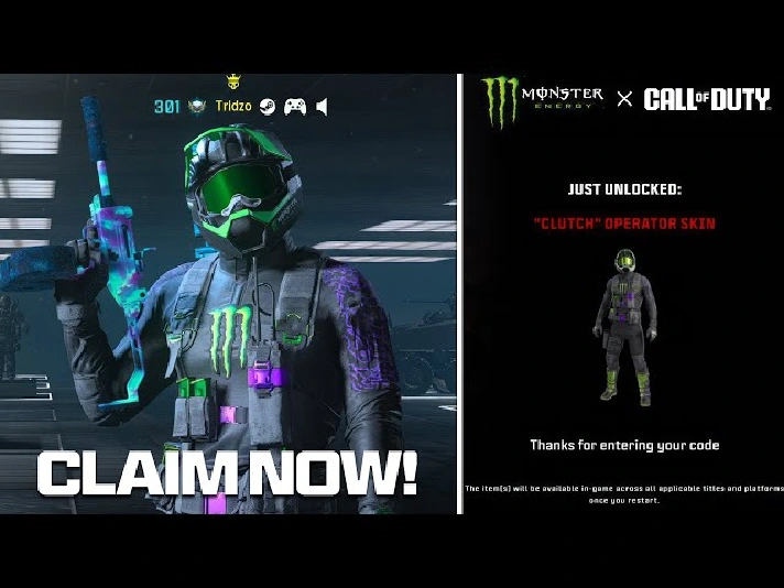 Monster Energy ❗️ CLUTCH Operator skin 🎮 All platforms