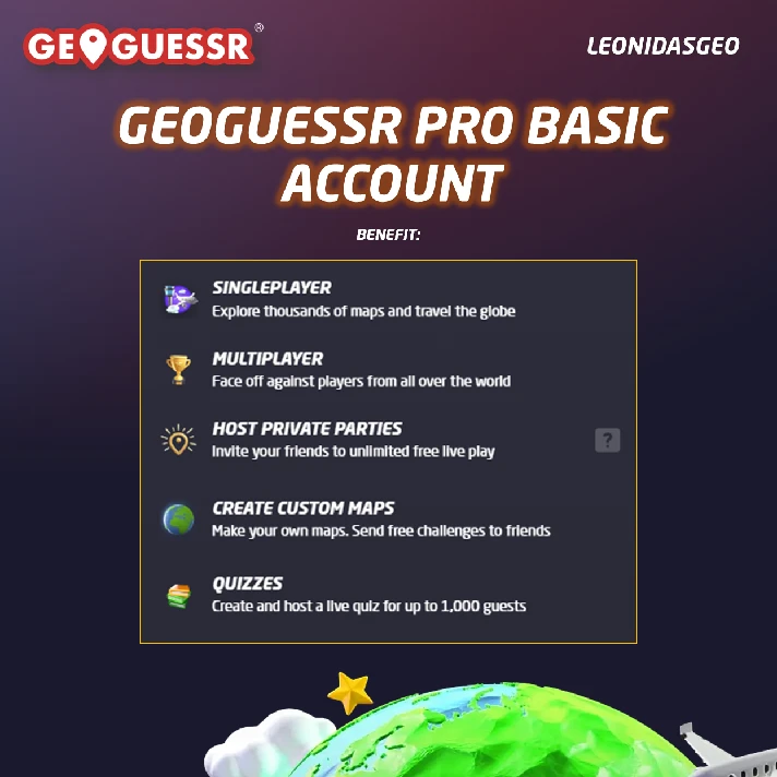 ✅GeoGuessr Pro Basic | 9 Months Subscription ⭐