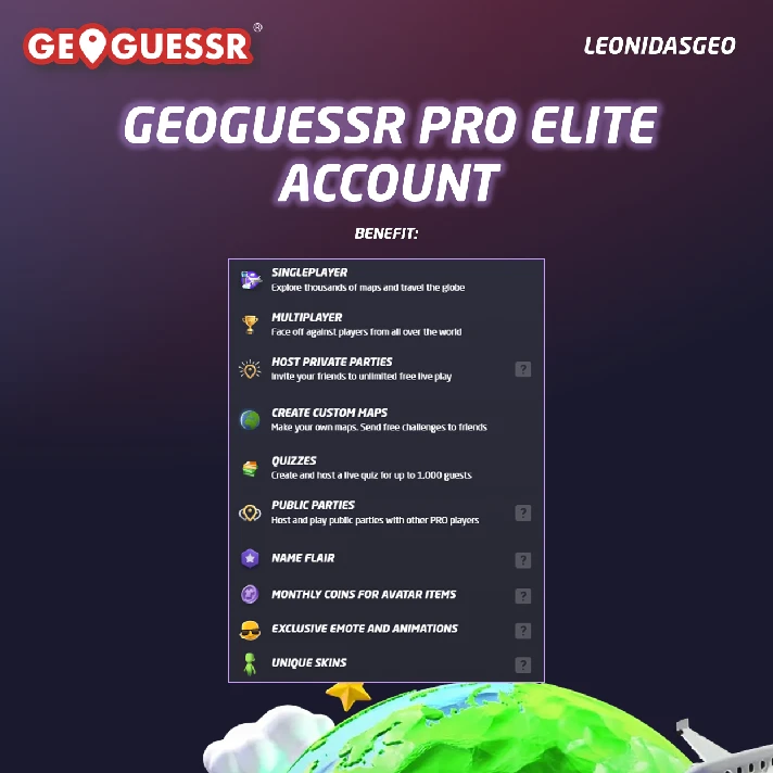 ✅GeoGuessr Pro Elite | 12 Months Subscription ⭐⭐⭐