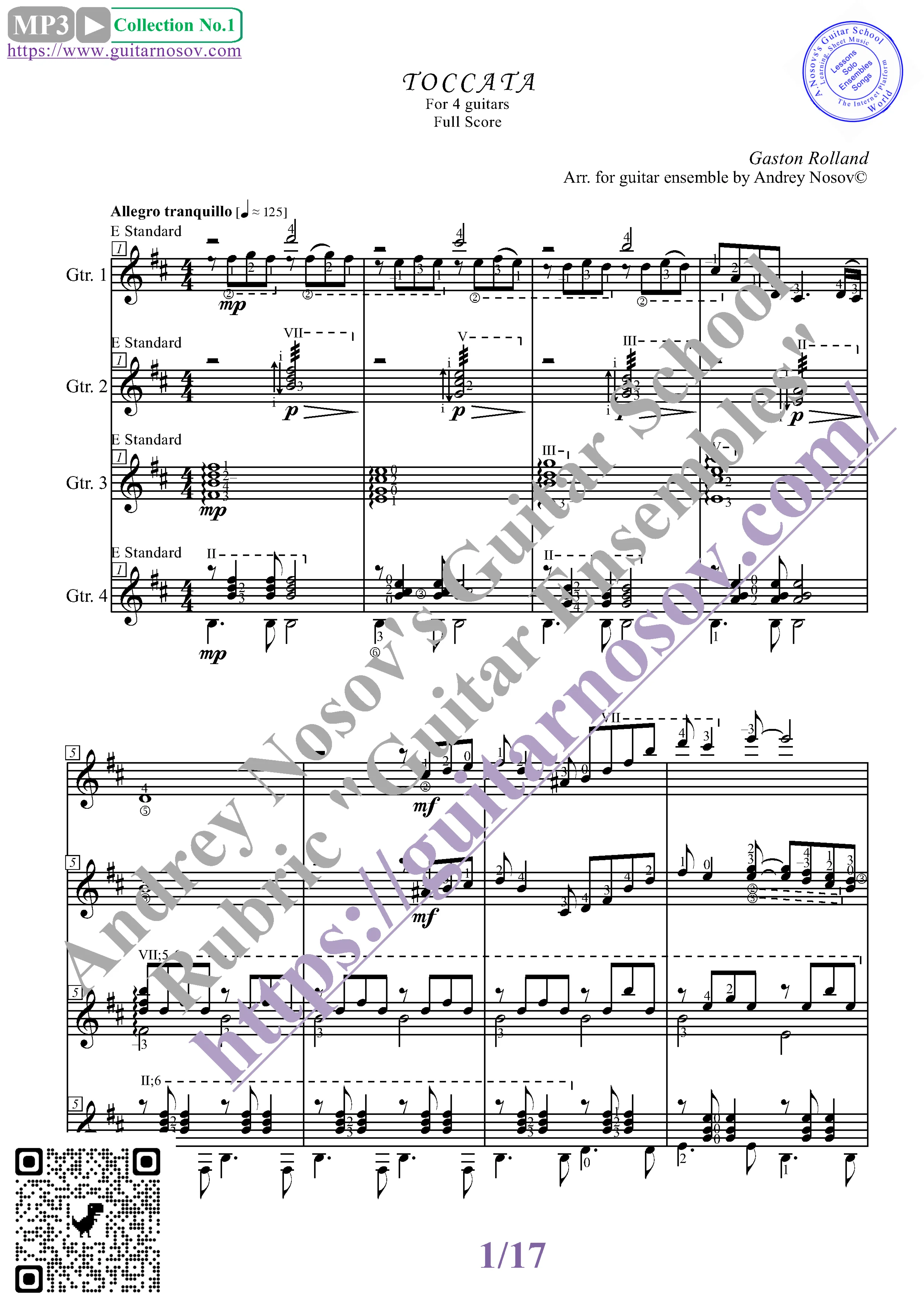 Токката_Rolland (Ноты для 4-х гитар)