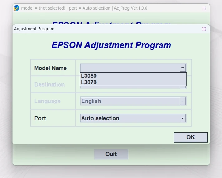 EPSON AdjProg Reset L3050 L3070