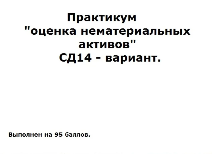 Практикум оценка нематериальных активов СД14-вариант