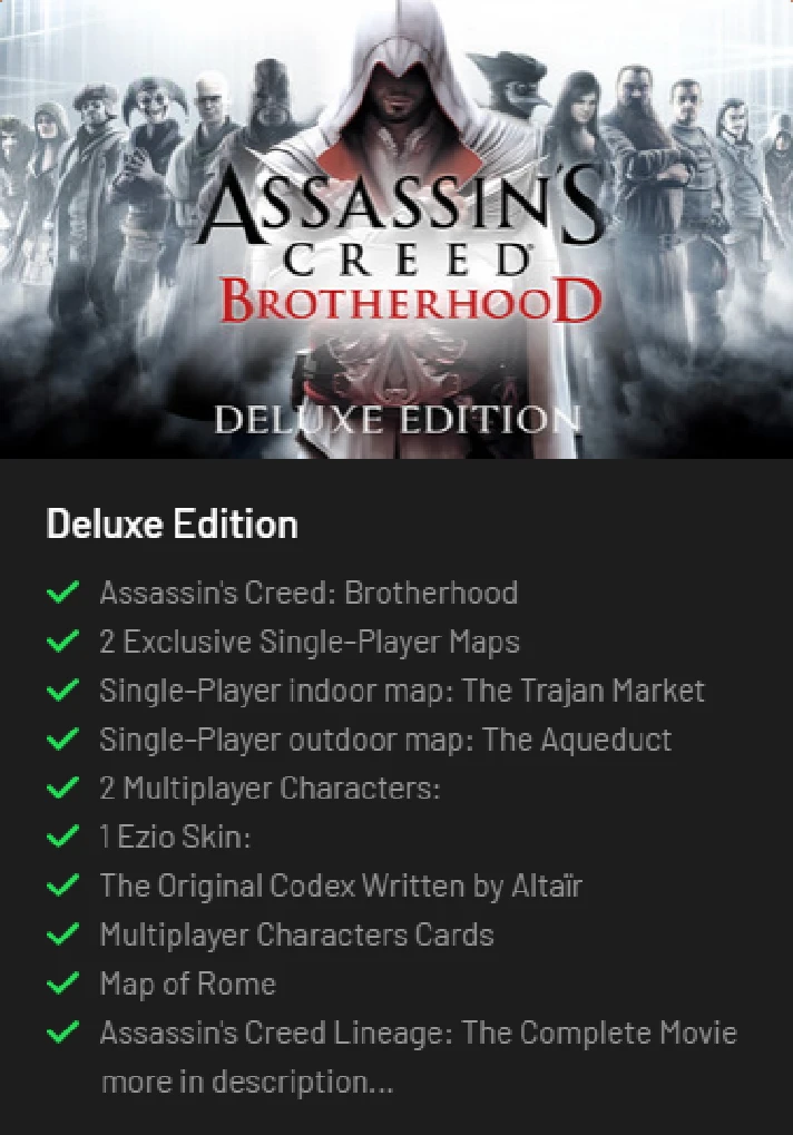 Assassin´s Creed Brotherhood Deluxe Ed (Steam Gift ROW)