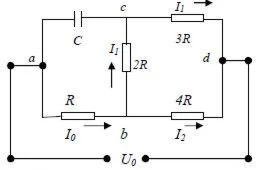 20. Найдите заряд на конденсаторе в схеме, изображенной