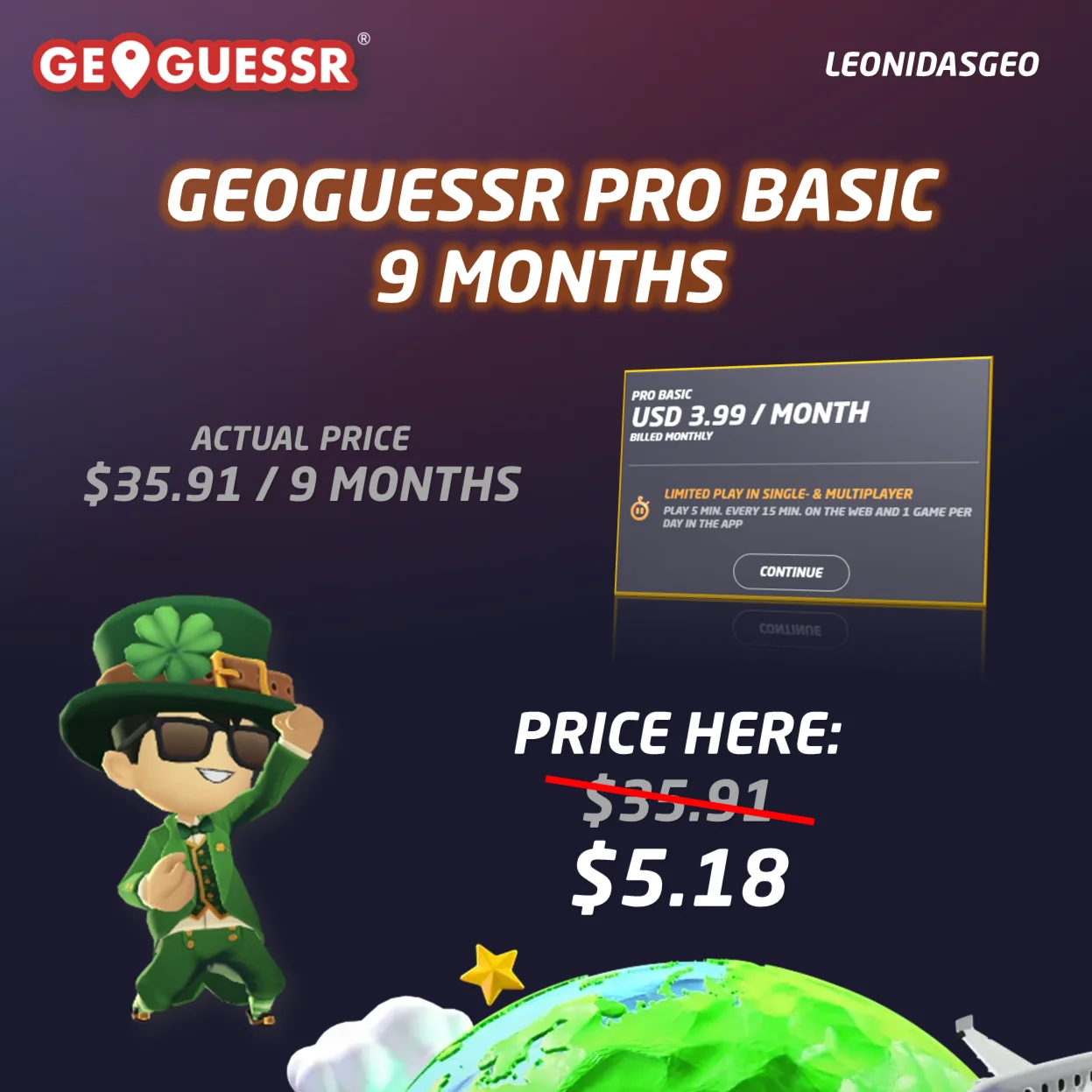 GeoGuessr Pro Basic | 9 Months Subscription ⭐