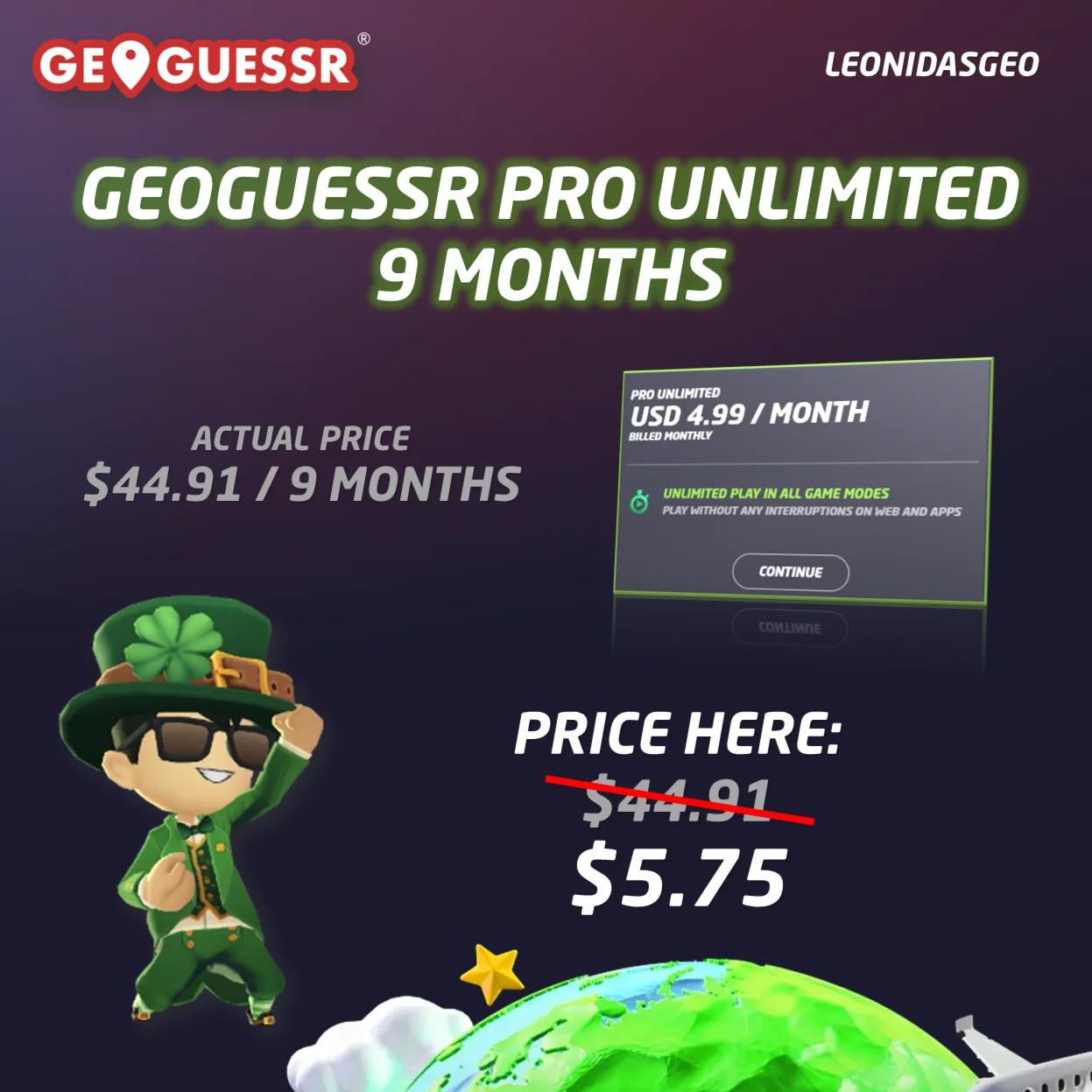 GeoGuessr Pro Unlimited | 9 Months Subscription ⭐⭐