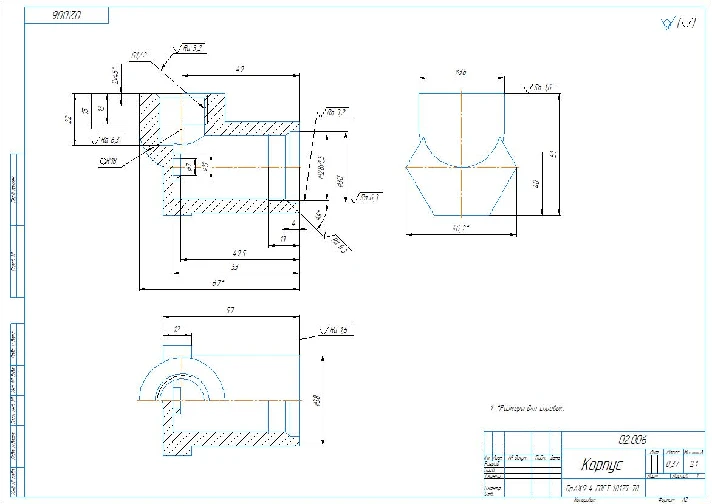 02.006 building. Working drawing of a part in a compass