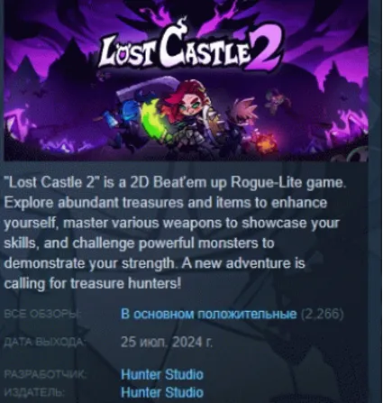 Lost Castle 2 АВТОДОСТАВКА STEAM РОССИЯ