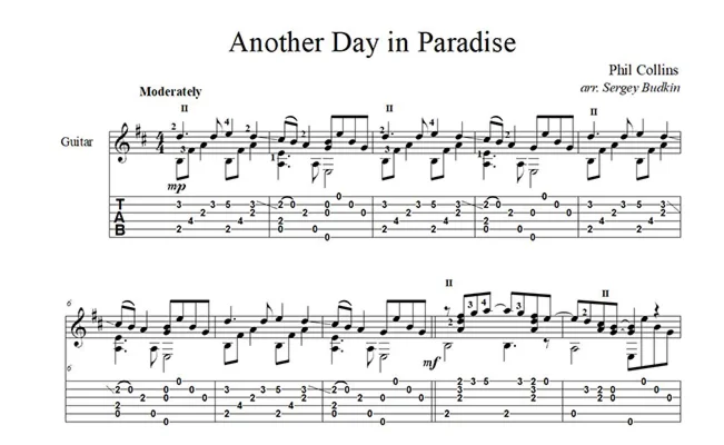 Another Day in Paradise (Phil Collins) guitar notes